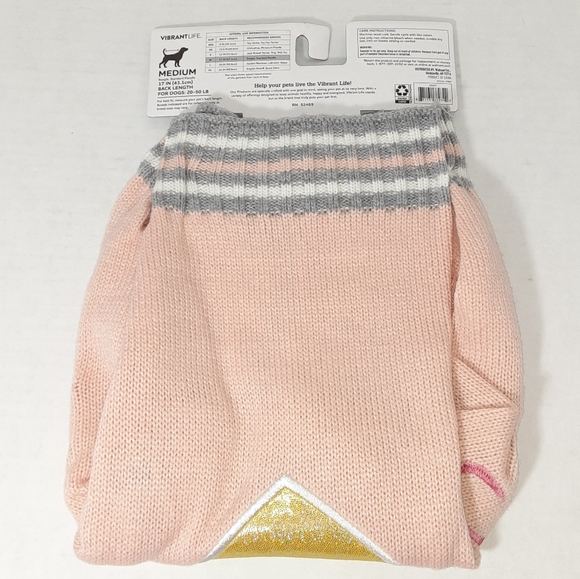 NWOT Vibrant Life Pink Dog Sweater Spoiled Medium - Picture 4 of 4